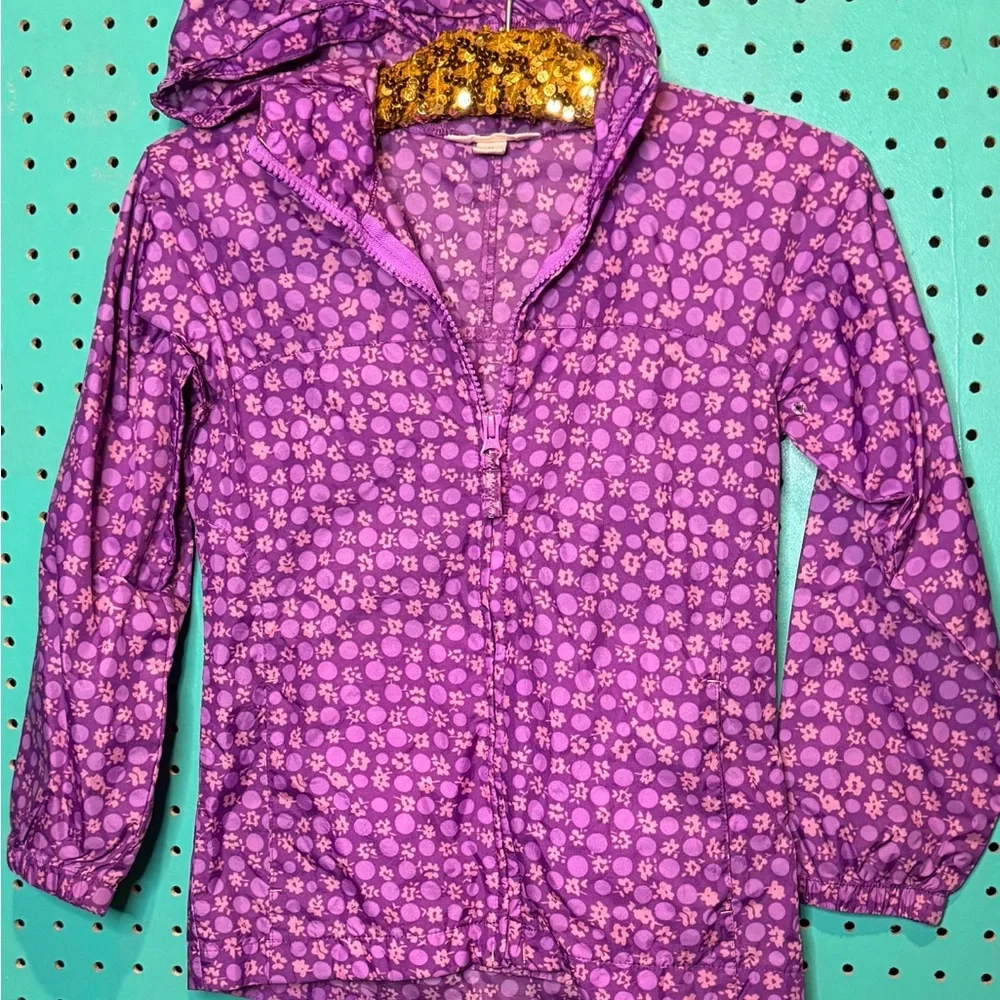 Lands End Purple Kids Jacket with Floral Pattern. Size Medium. Great Condition